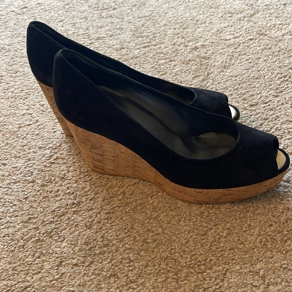 Stuart Weitzman black suede 4 inch wedges - Picture 2 of 9